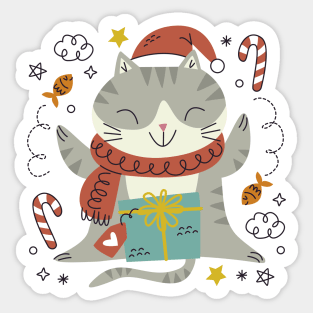 Meowy Christmas Cat Sticker